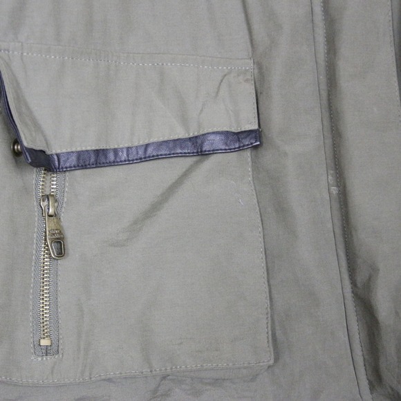 Steve Madden Women Olive Green Faux Leather Sleeve Anorak Utility Parka Jacket L - Picture 5 of 9